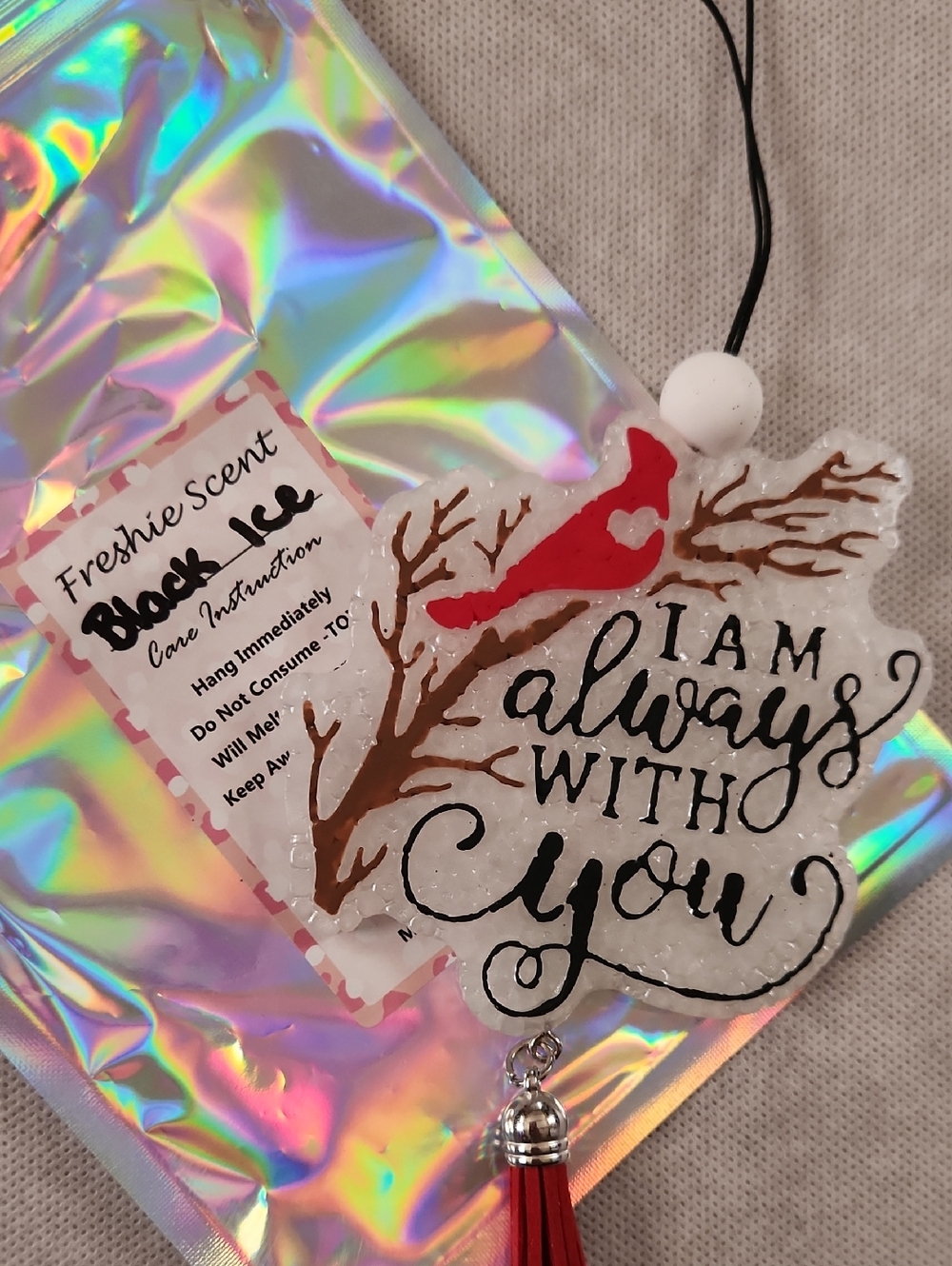 Decorative Hanging Freshie - Red Cardinal "I Am Always With You"